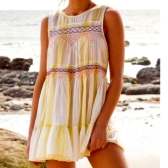 Free People Surf City Smocked Mini Dress Adorable New NWOT - Picture 4 of 6